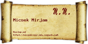 Micsek Mirjam névjegykártya